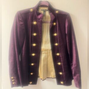 Black Label by Chico's Military Jacket Blazer Plum color Velvet